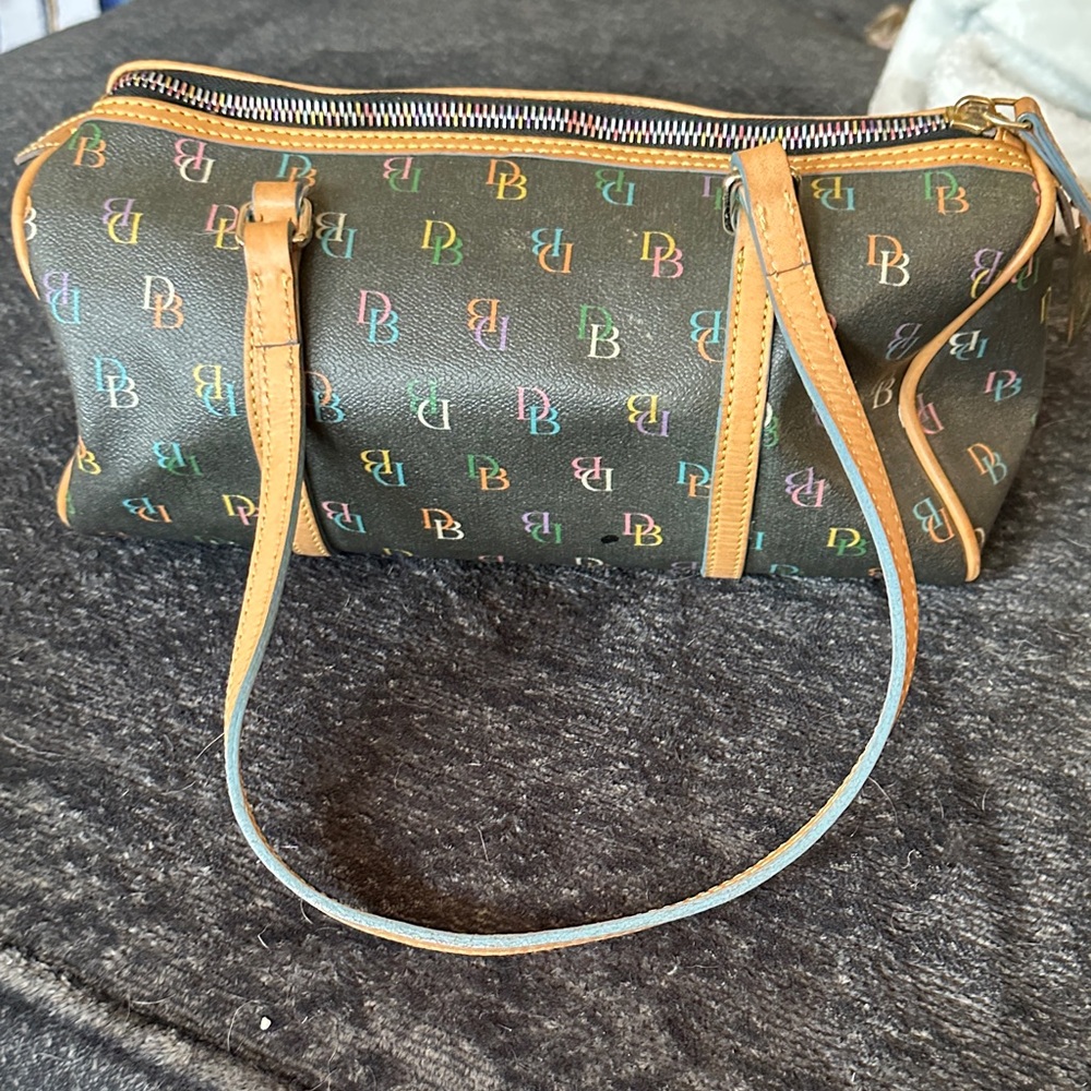 Vintage Dooney & Bourke Black Multicolor Logo Shoulder Bag